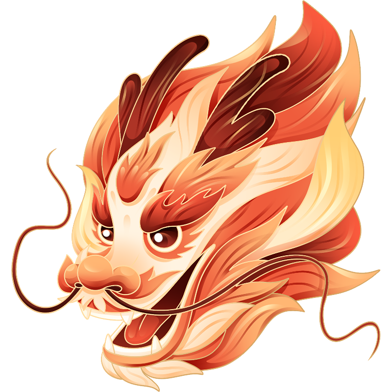 国潮风插画龙头