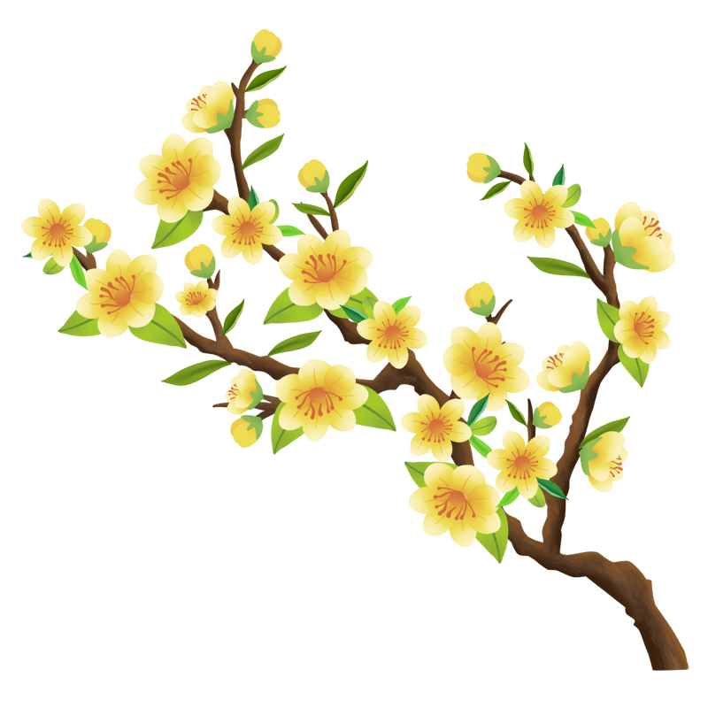 植物系列手绘花枝