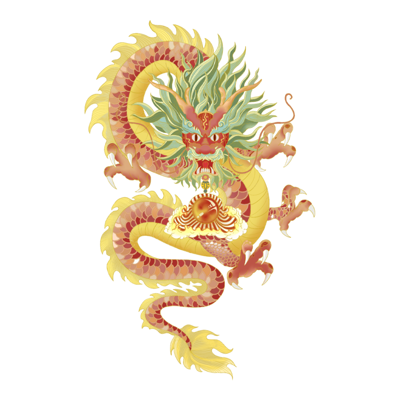 金色中国风龙插画