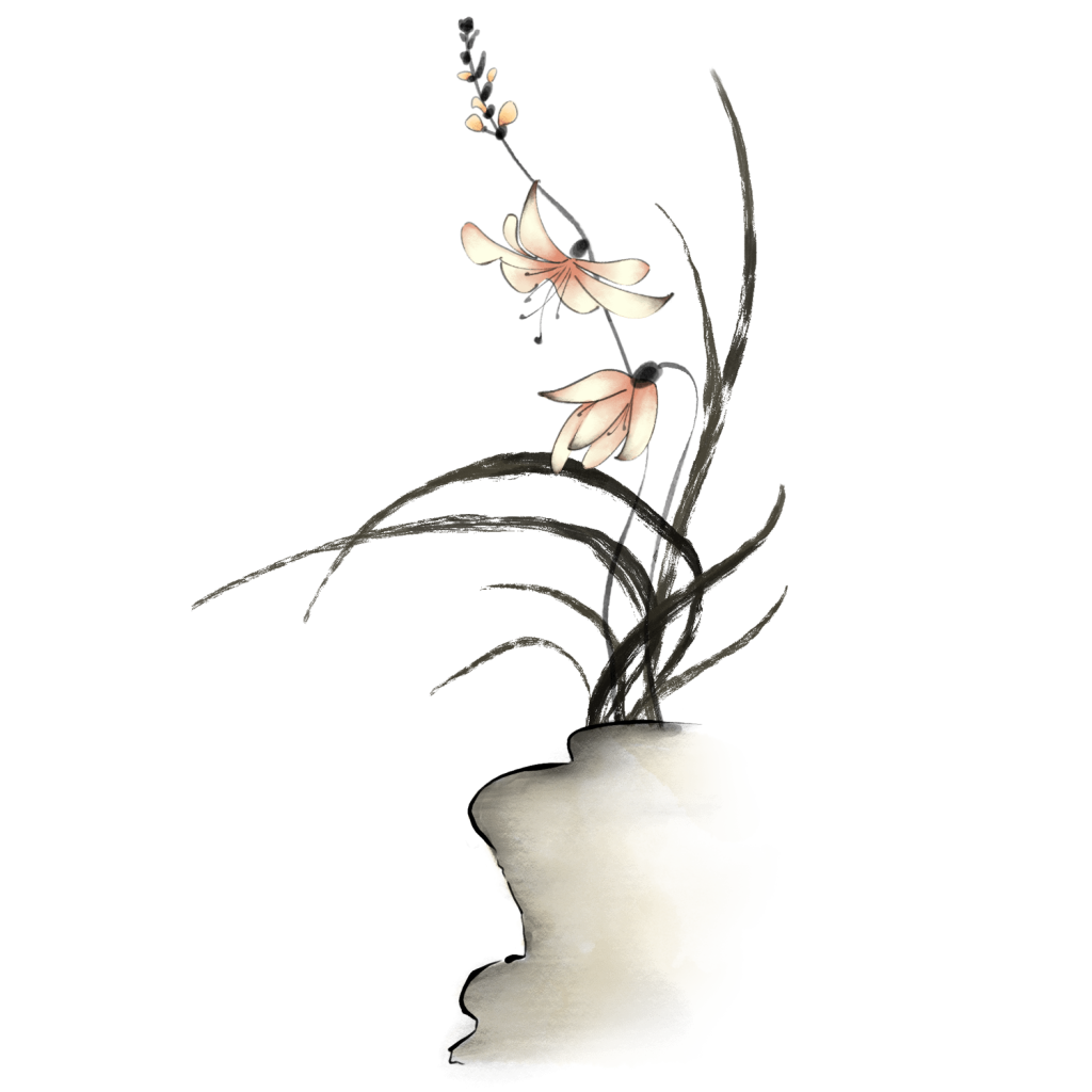 古风兰花水墨画