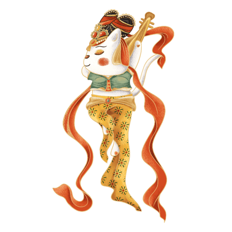 动物拟人飞天猫咪插画