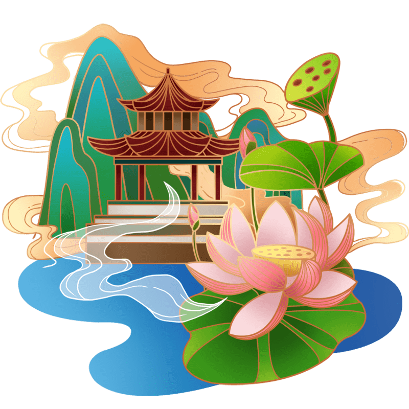 国潮山水庭院