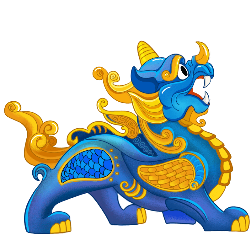 手绘-中国传统动物元素-神兽
