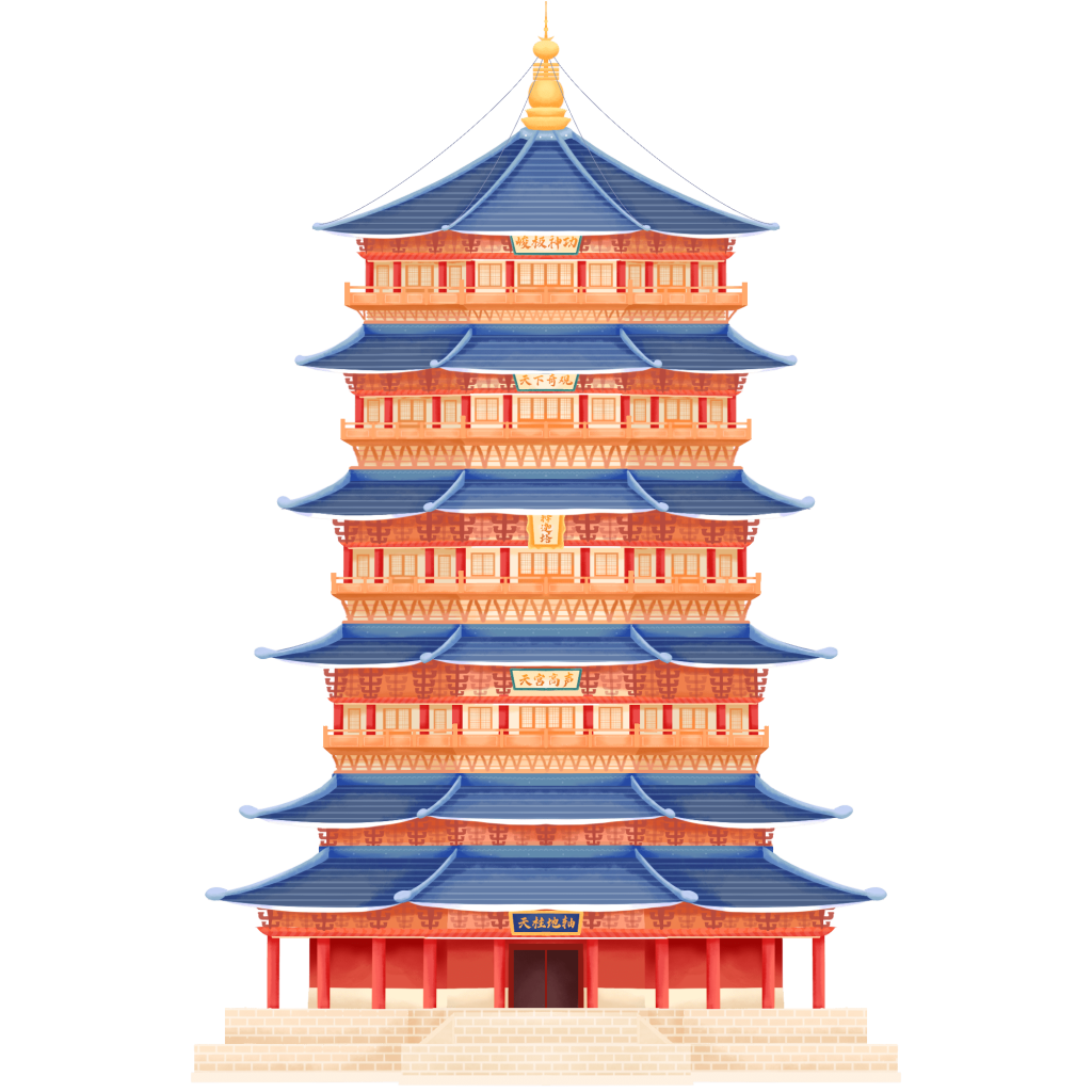 国潮风中国风塔楼建筑