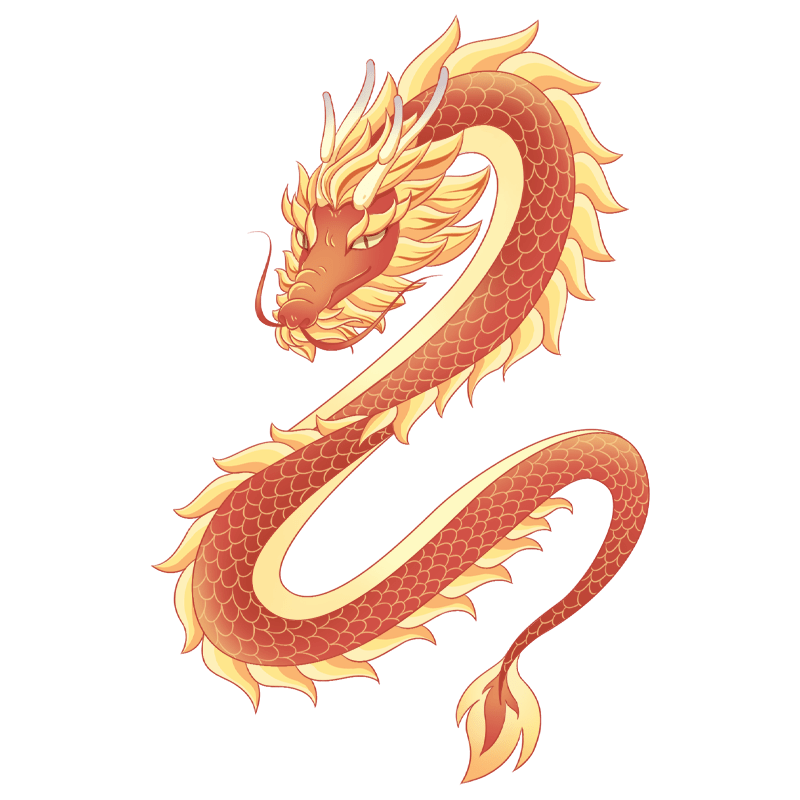 龙年春节中国风龙元素插画