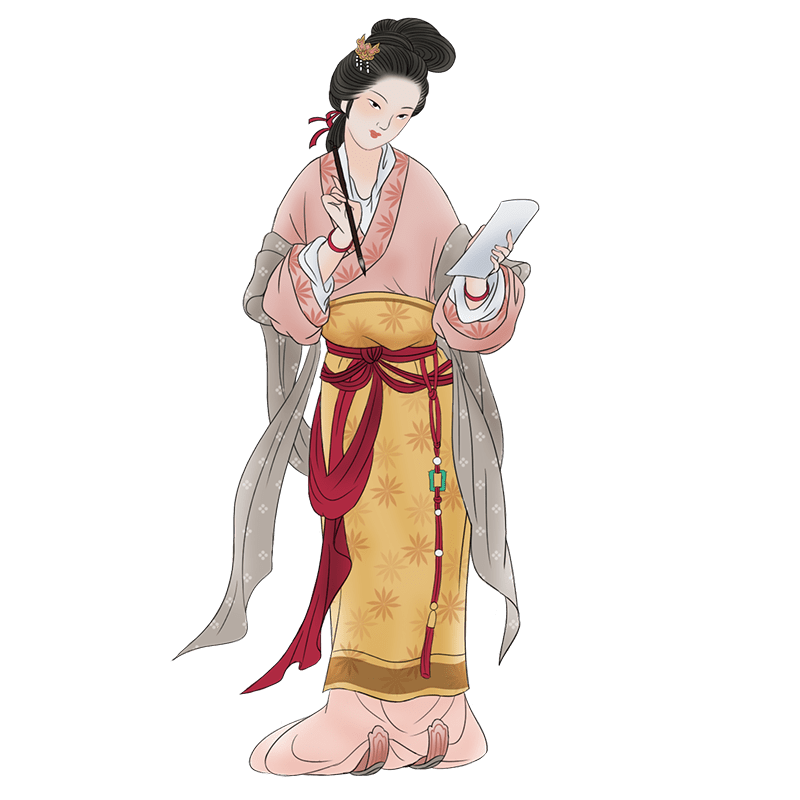 工笔画中国风女性人物插画