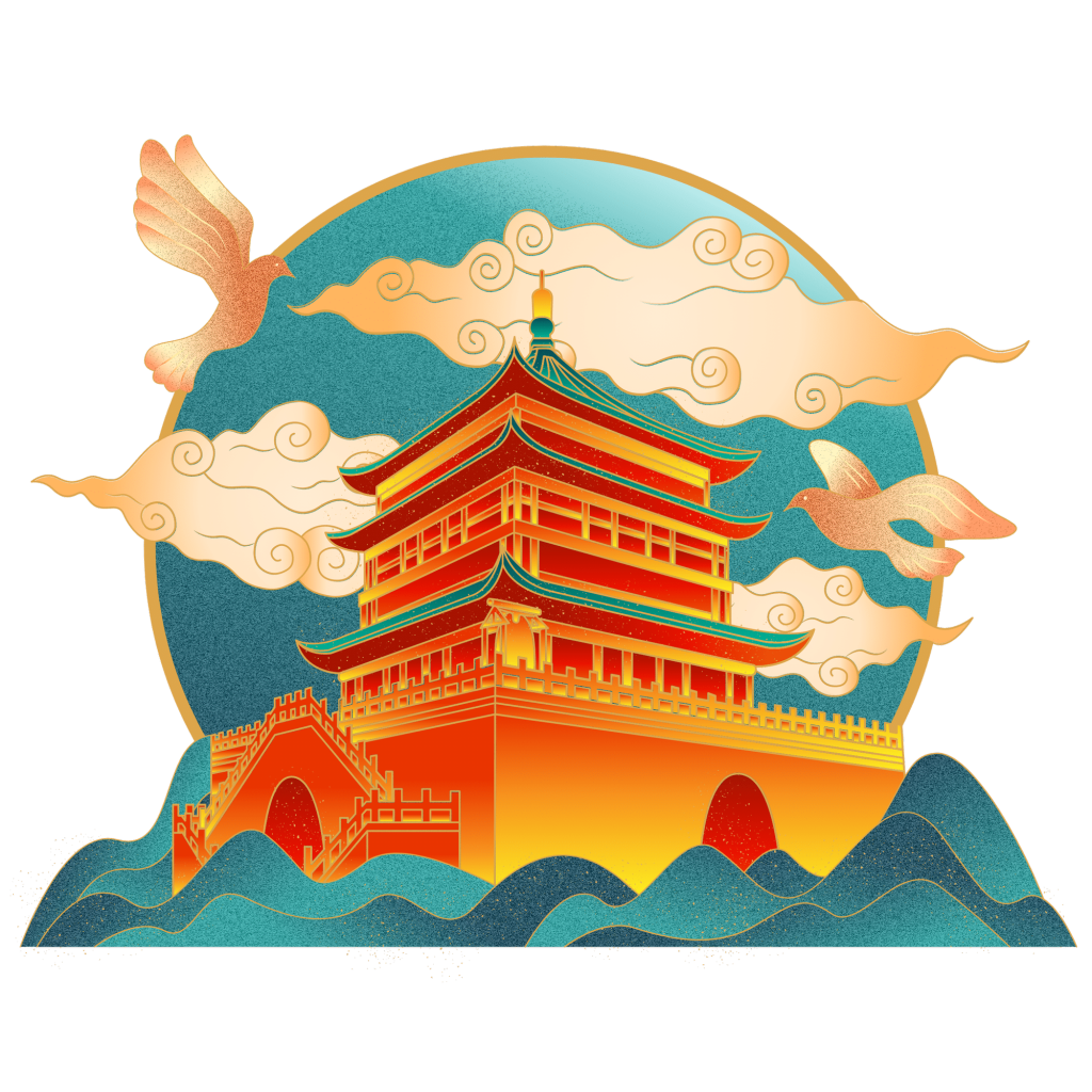 节日祝福中国风建筑