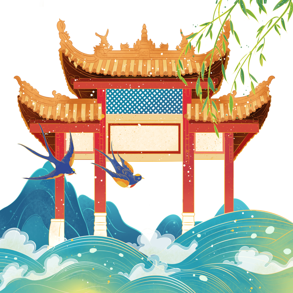 国潮风中国城门建筑