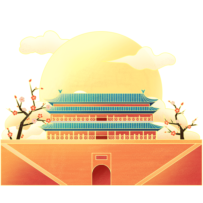 国潮风-城市建筑中秋
