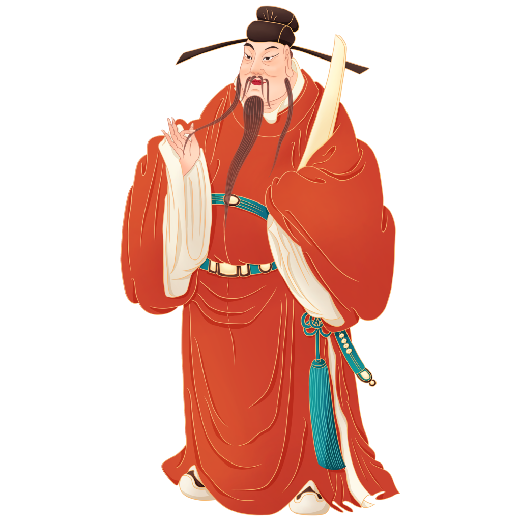 国潮细线白描官员