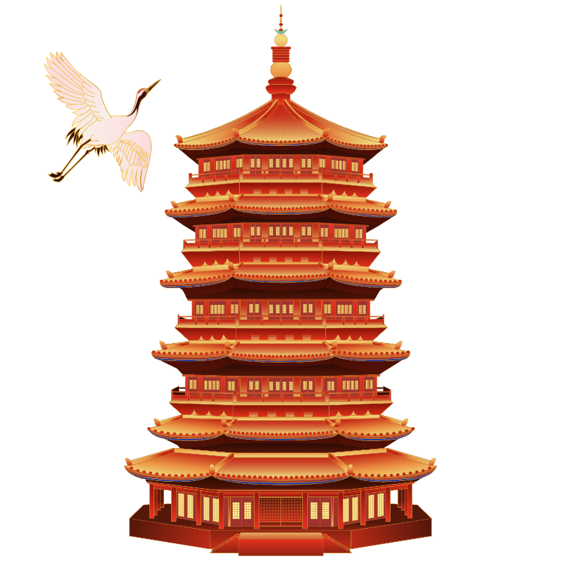 国潮风中国风塔楼建筑