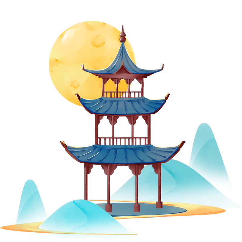 中秋国庆中国风建筑