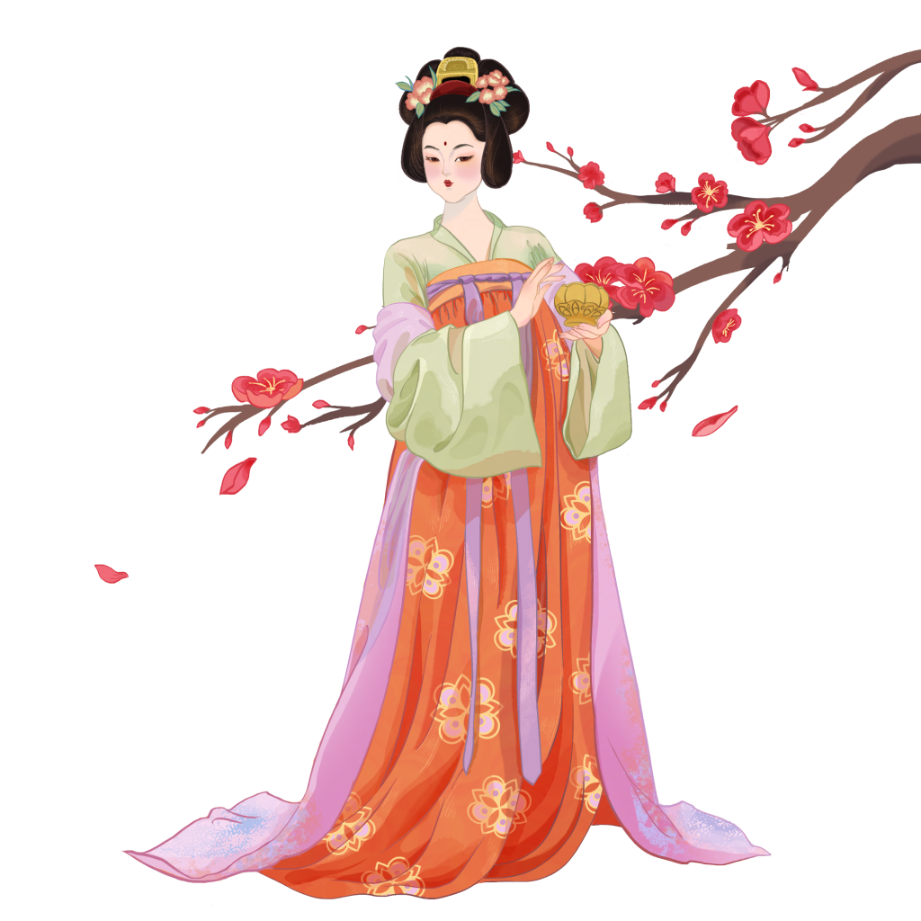 国潮细线白描古风人物