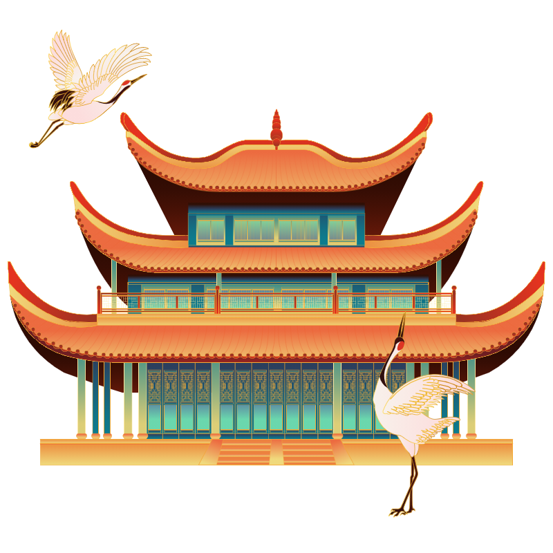 国潮风古建筑古楼