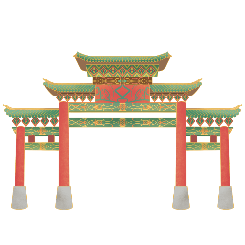 中国风传统建筑城门