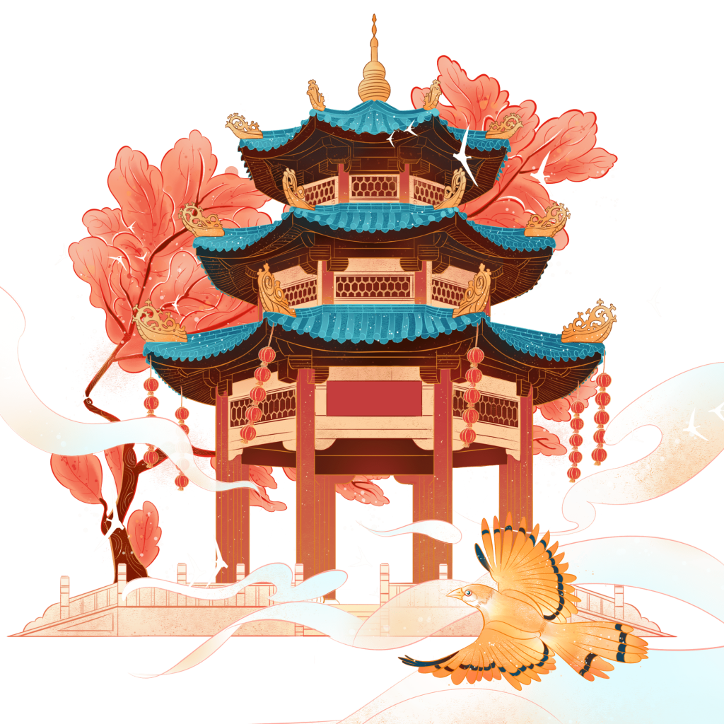 中国风建筑贴纸-亭子