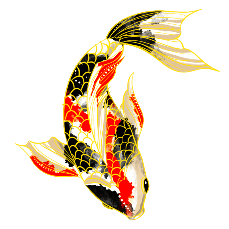 动物系列金色描边金鱼
