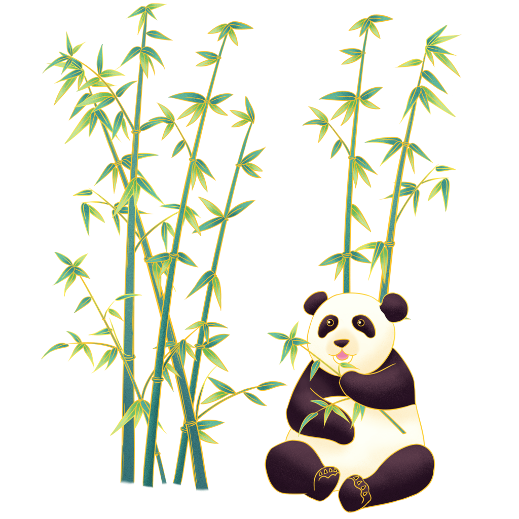 中国风主题植物元素熊猫竹子