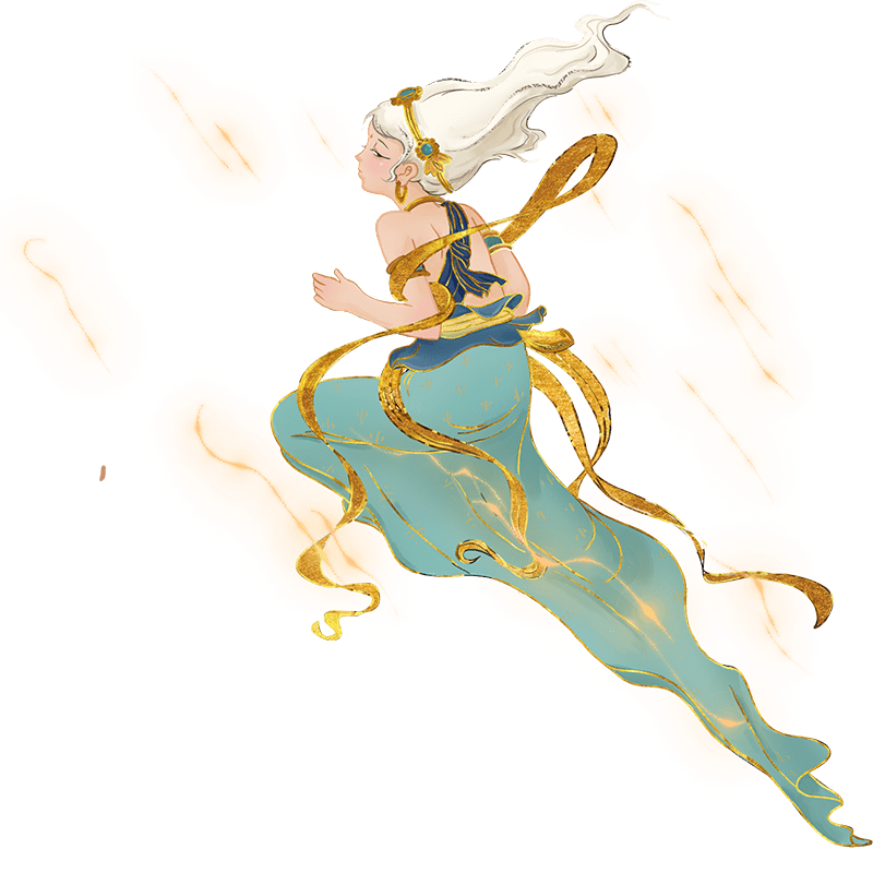 敦煌写实插画飞天仙女人物元素素材