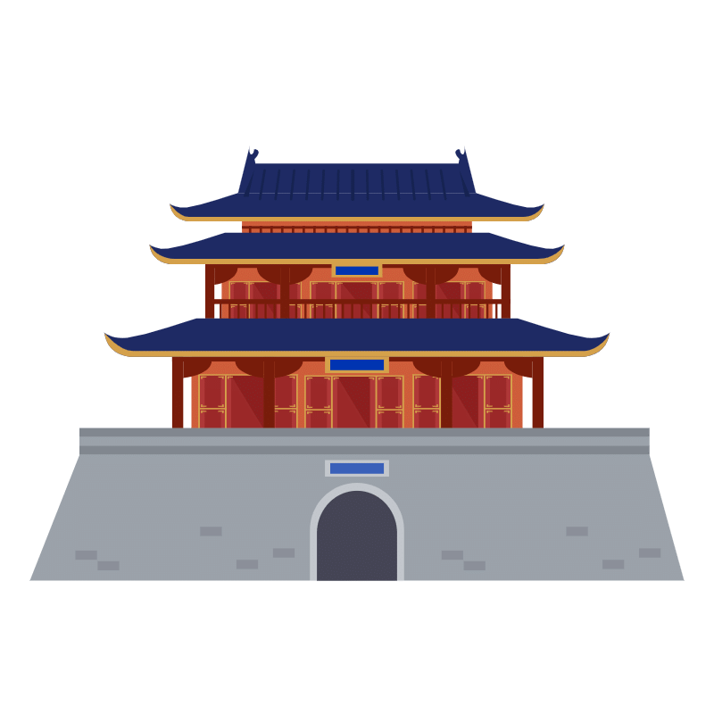 扁平中国风建筑贴纸-城墙