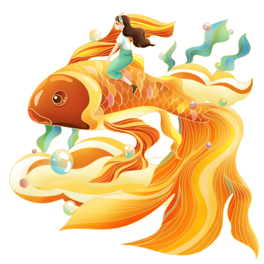 国潮风锦鲤插画