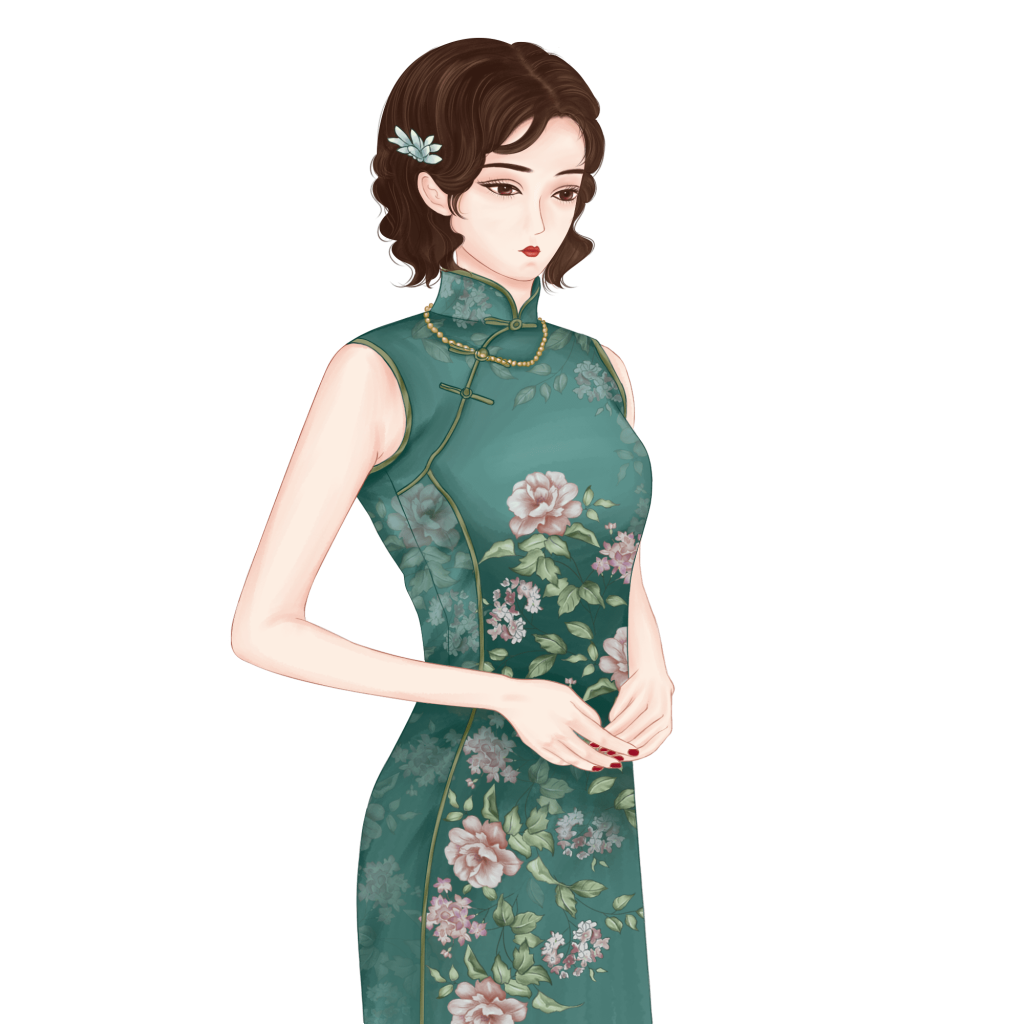 中国风-民国旗袍人物插画