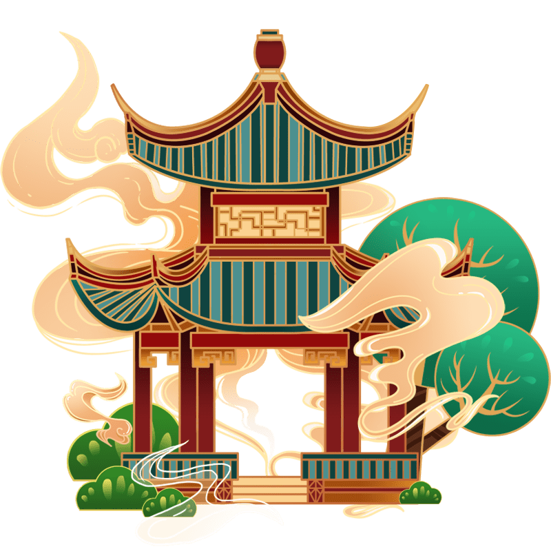 国潮建筑亭子