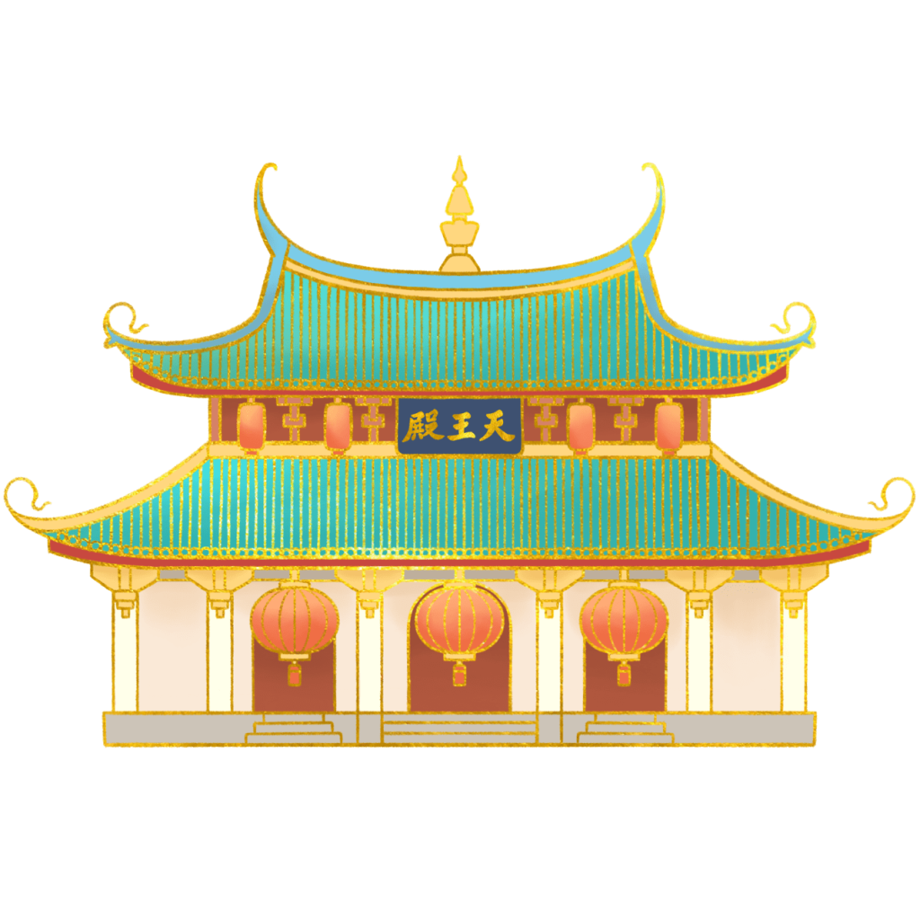 国潮中国风建筑天王殿