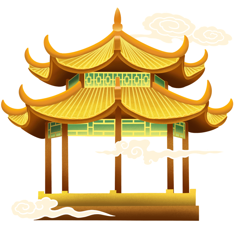 国潮古楼建筑插画