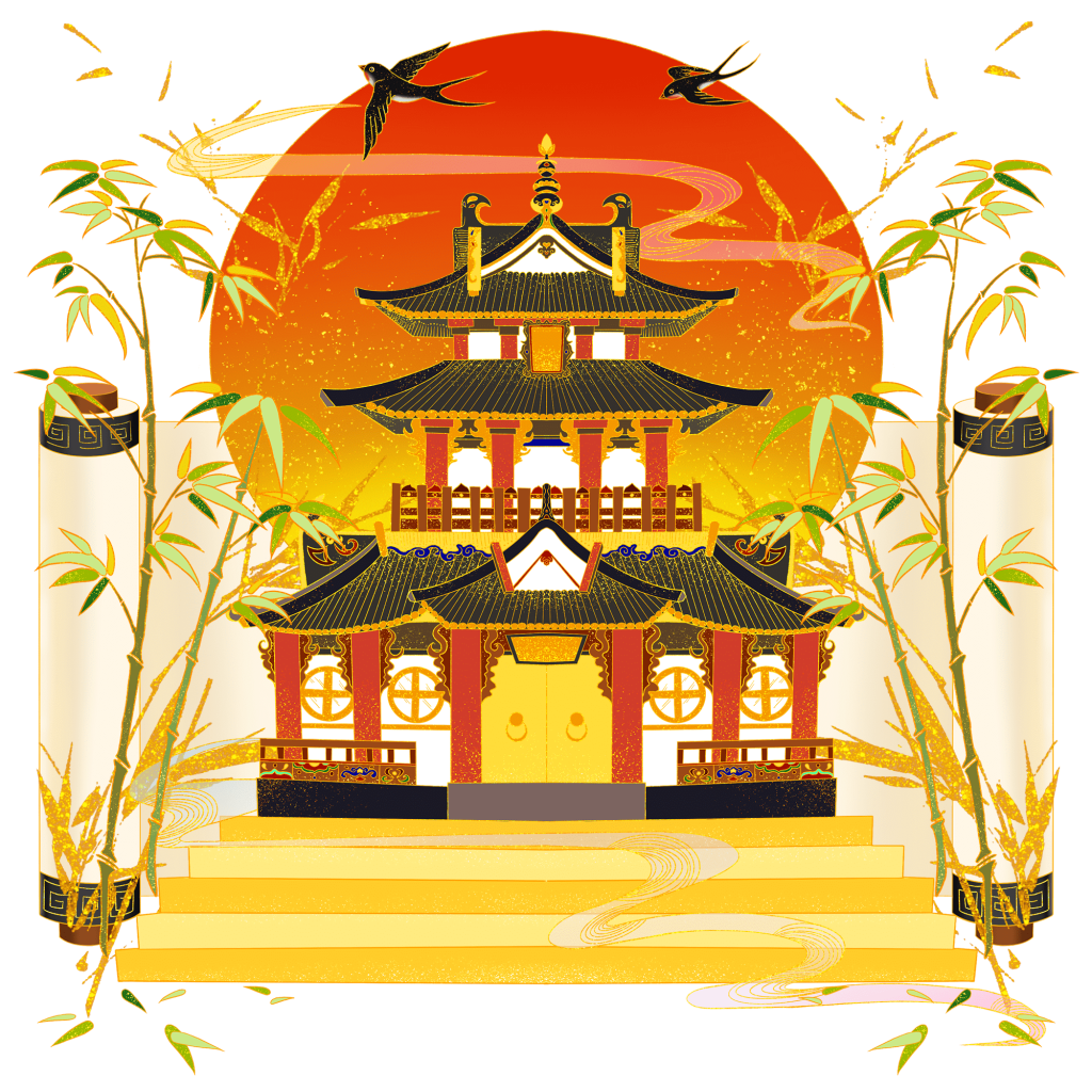 国潮园林画卷建筑