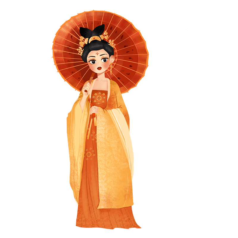 人物插画-撑伞仕女图