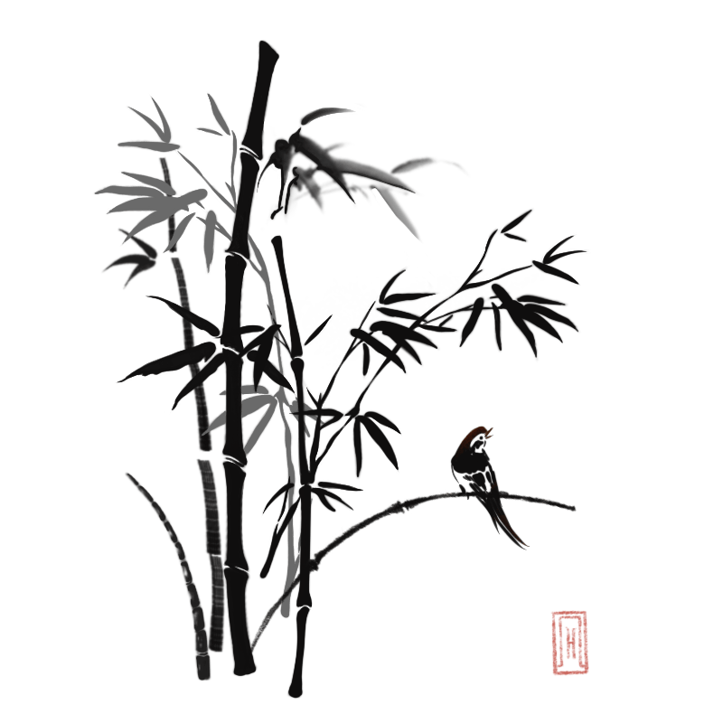 中国风植物花卉墨竹