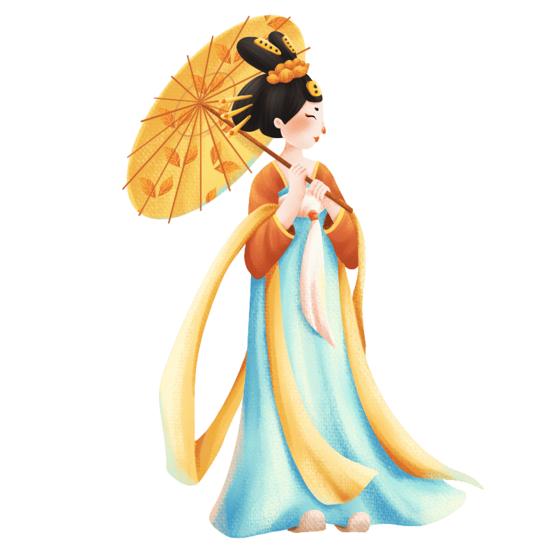 人物系列撑伞女生古风插画