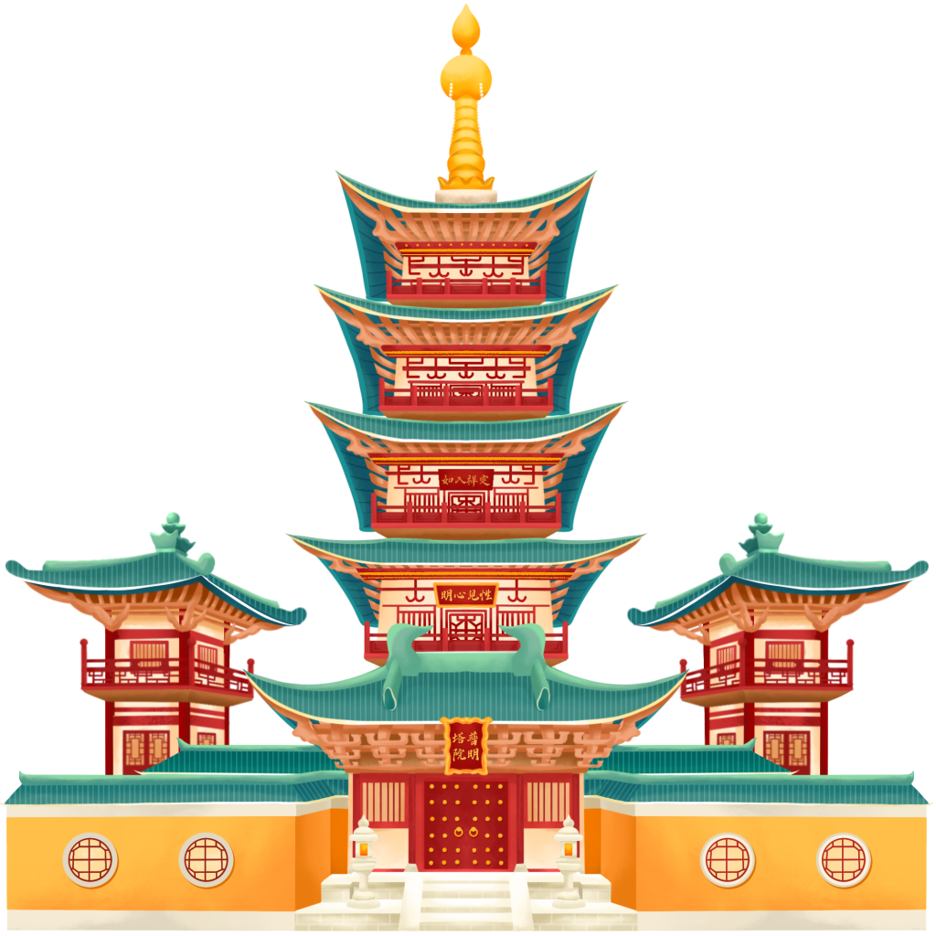 扁平国潮中国风建筑