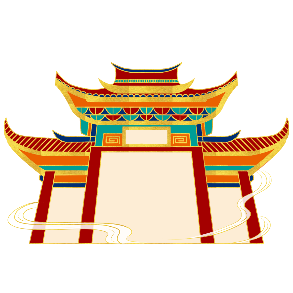 国潮建筑元素插画
