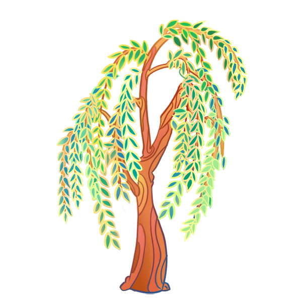 国潮柳树元素插画