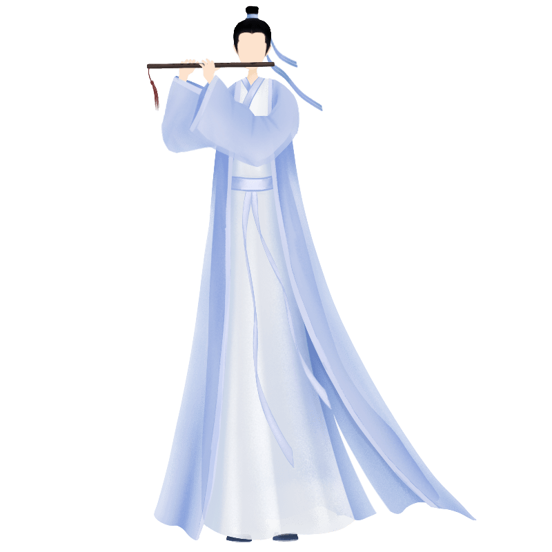 国风人物插画吹笛子