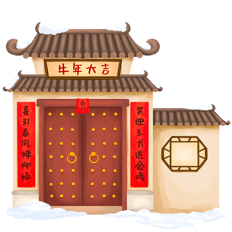 复古中国风插画大门国潮插画