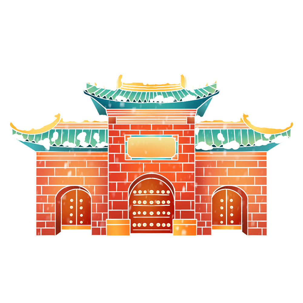 国潮风古建筑大门