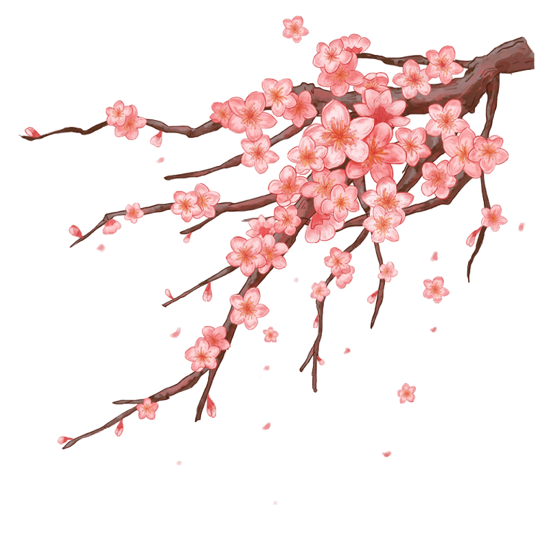 国潮桃花植物元素